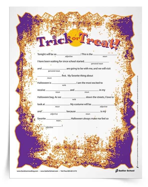 halloween printable mad libs