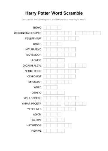 harry potter printable crossword harry potter printable crossword