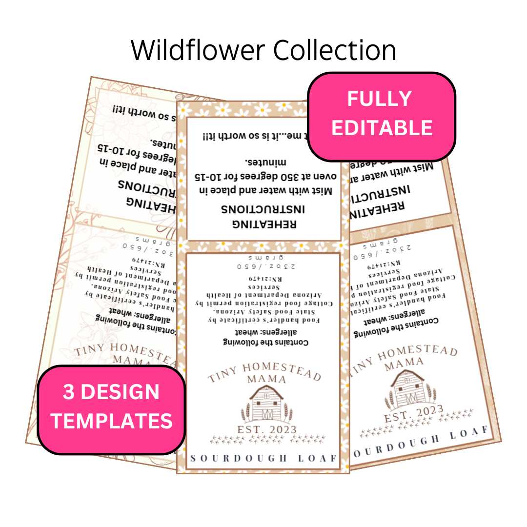 printable cottage food label template