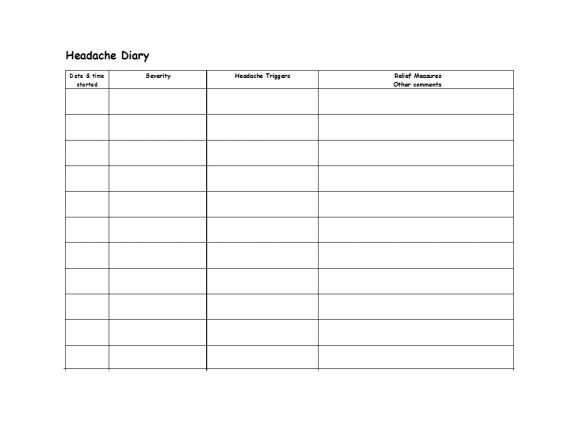 headache diary printable headache diary printable