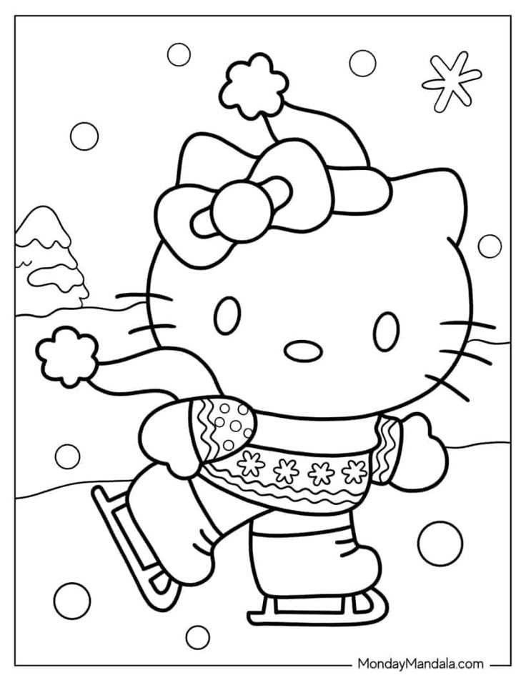 hello kitty coloring page free printable