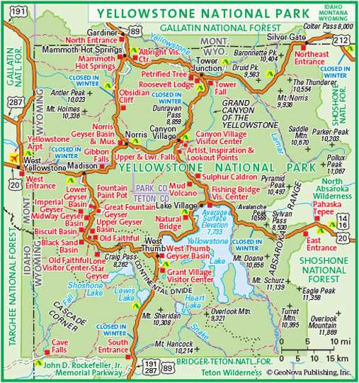 printable map of yellowstone national park