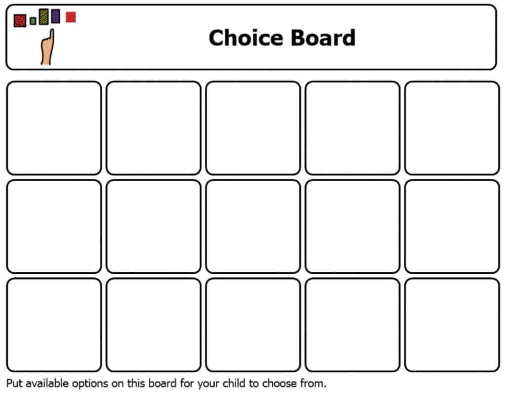 free printable choice board for autism free printable choice board for autism