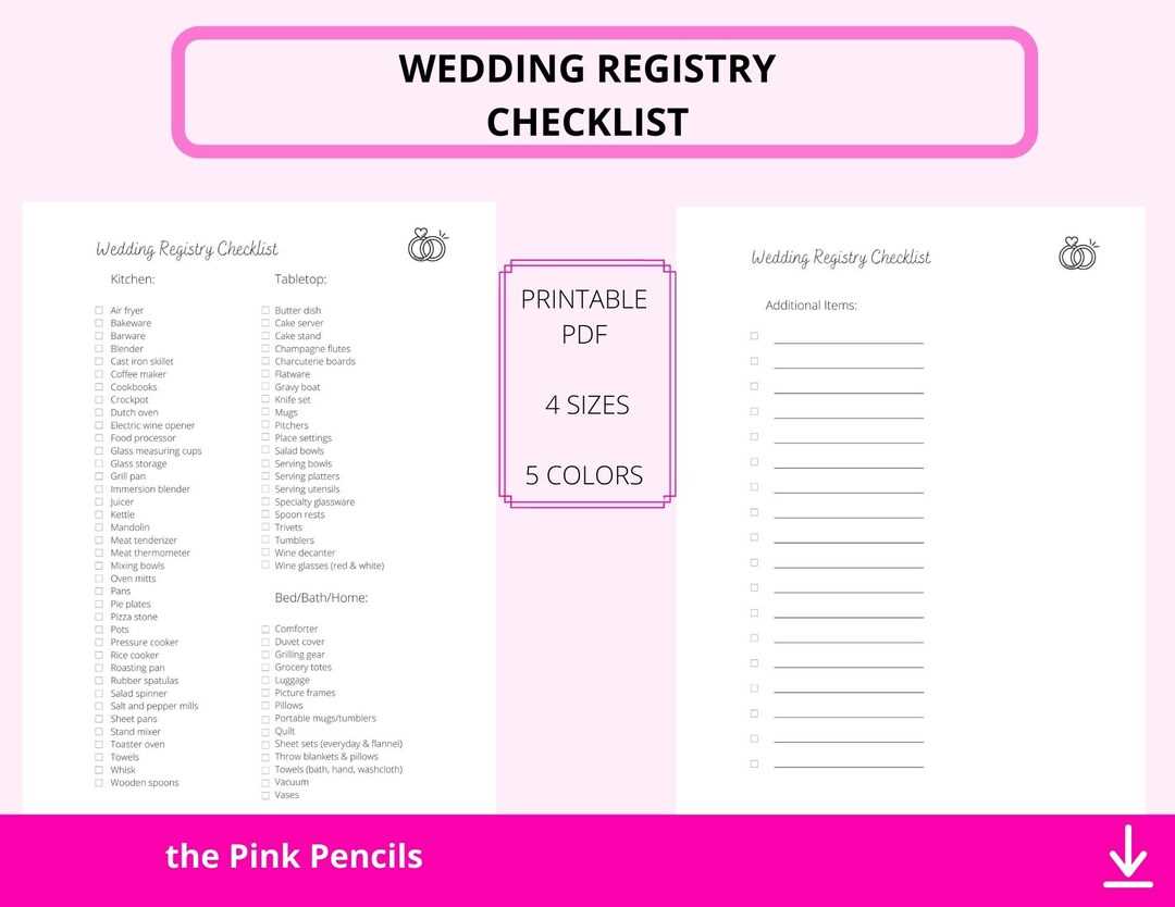 printable bridal registry checklist printable bridal registry checklist