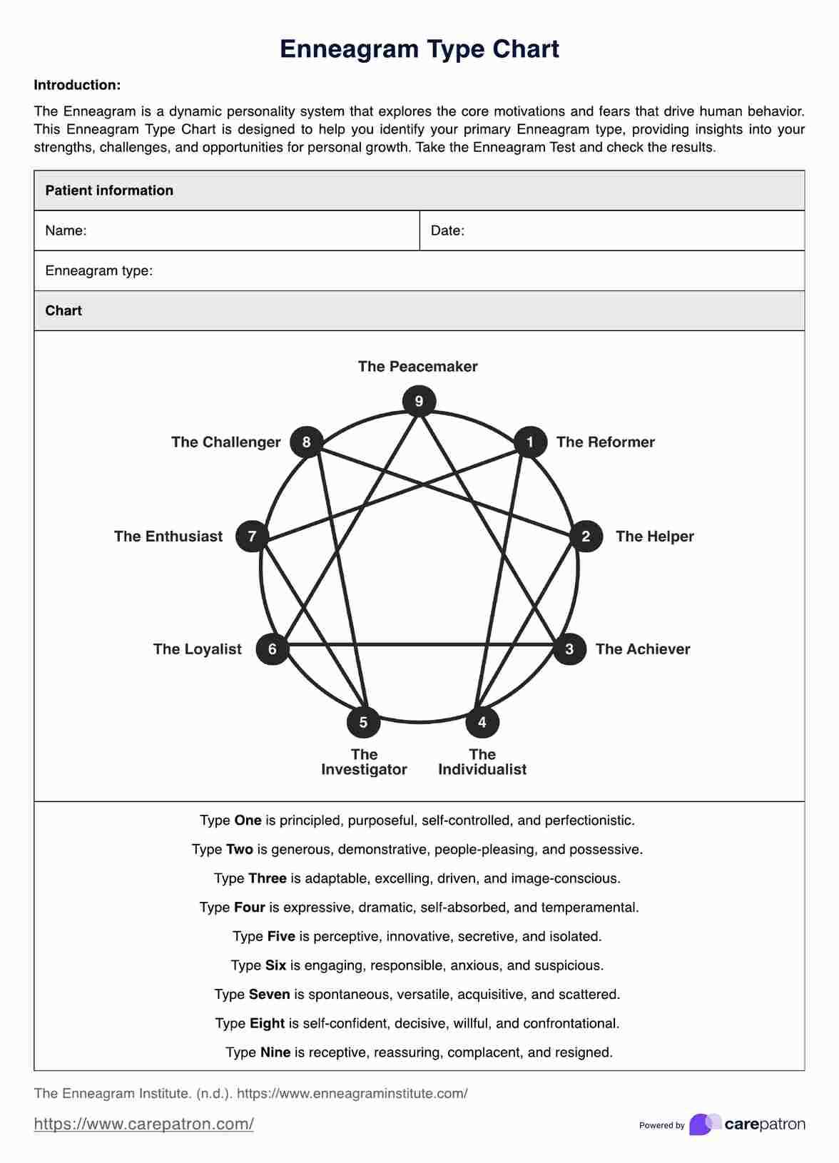 printable enneagram test printable enneagram test