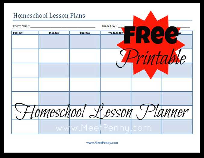 homeschool lesson planner printable homeschool lesson planner printable