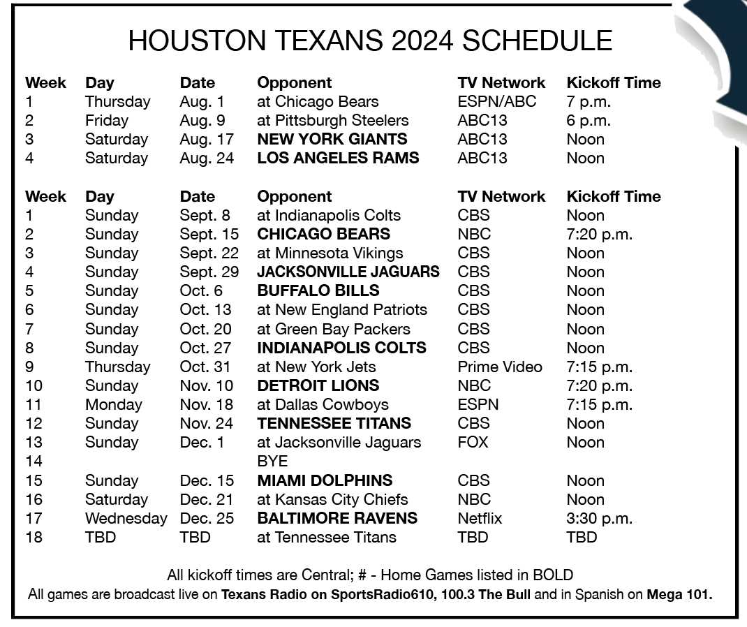 houston texans printable schedule houston texans printable schedule