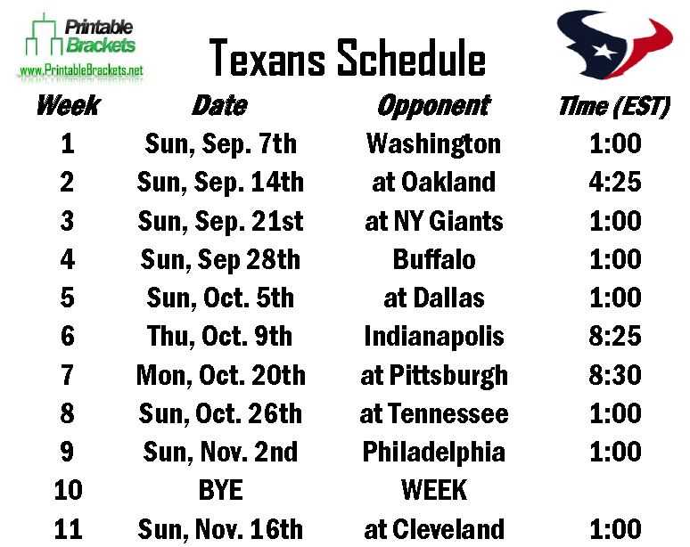 houston texans printable schedule houston texans printable schedule