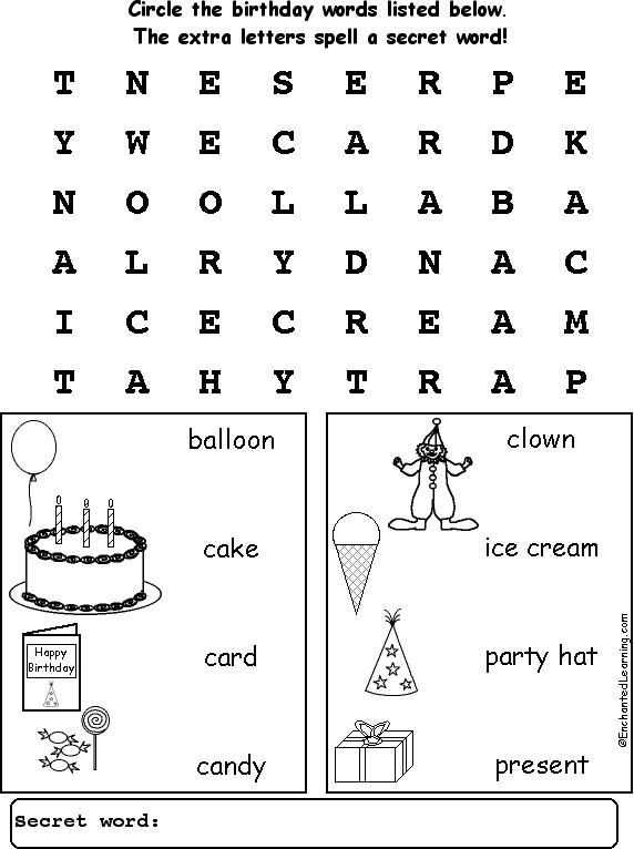 birthday word search printable birthday word search printable