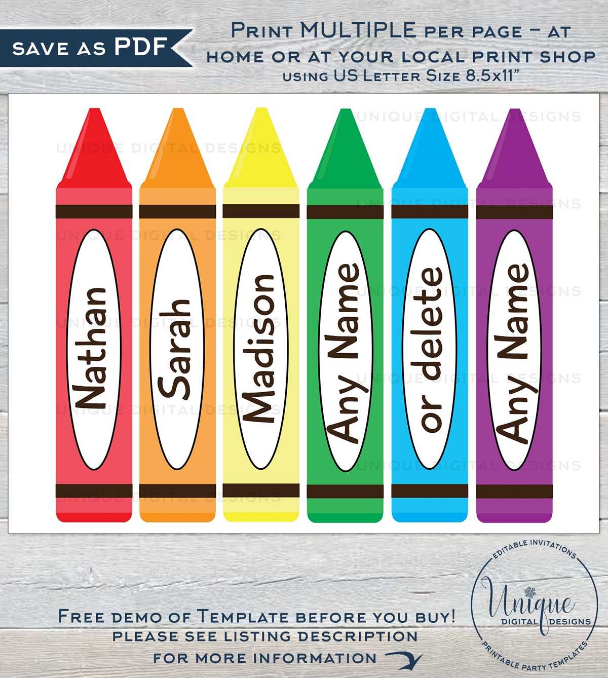 crayon name tags printable