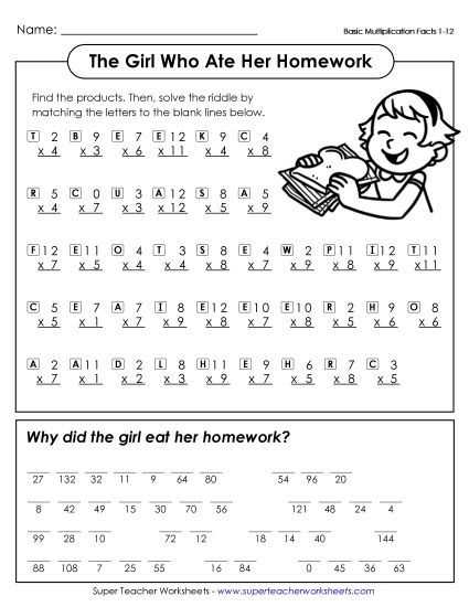 multiplication test printable
