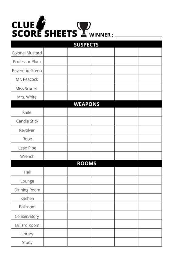 printable clue game cards