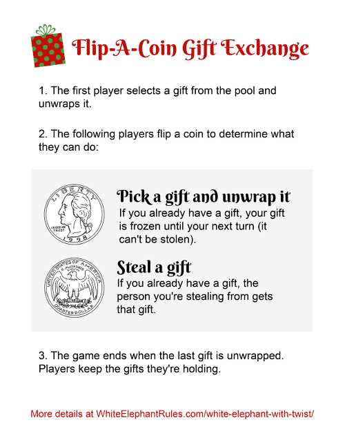 white elephant gift exchange rules printable