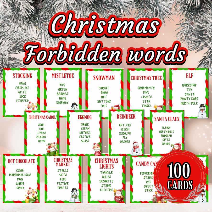 christmas pictionary words printable