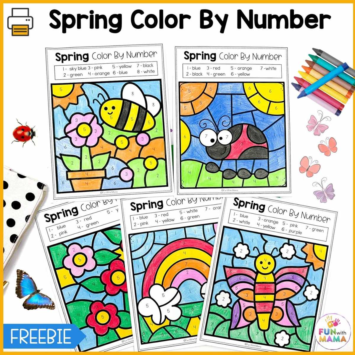 spring color by numbers printable