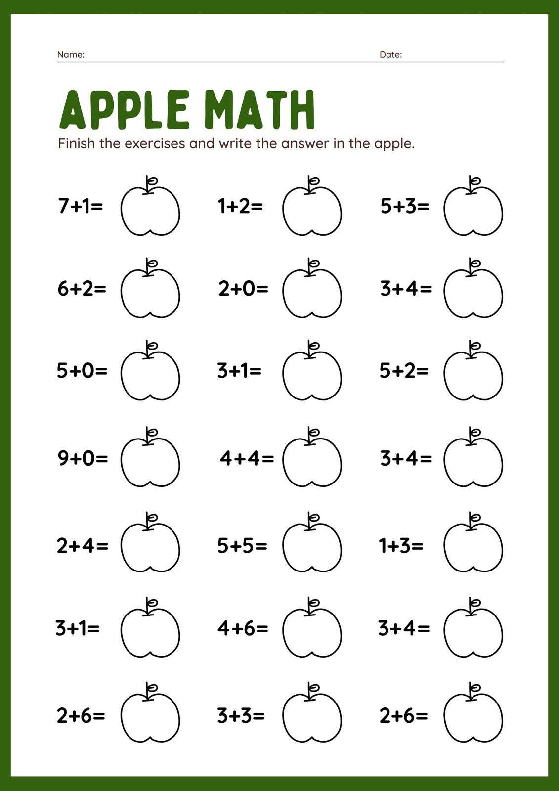 1st grade printable math worksheets