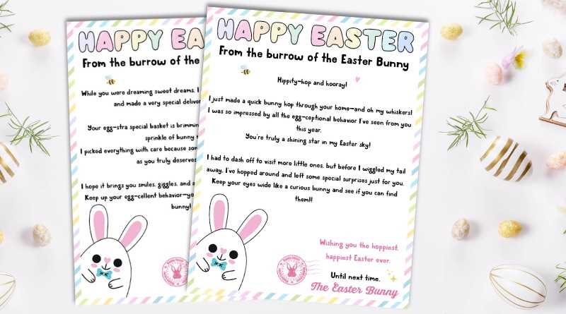 easter bunny printable letter easter bunny printable letter