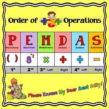 free printable pemdas chart