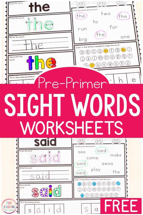 printable sight words for preschoolers printable sight words for preschoolers