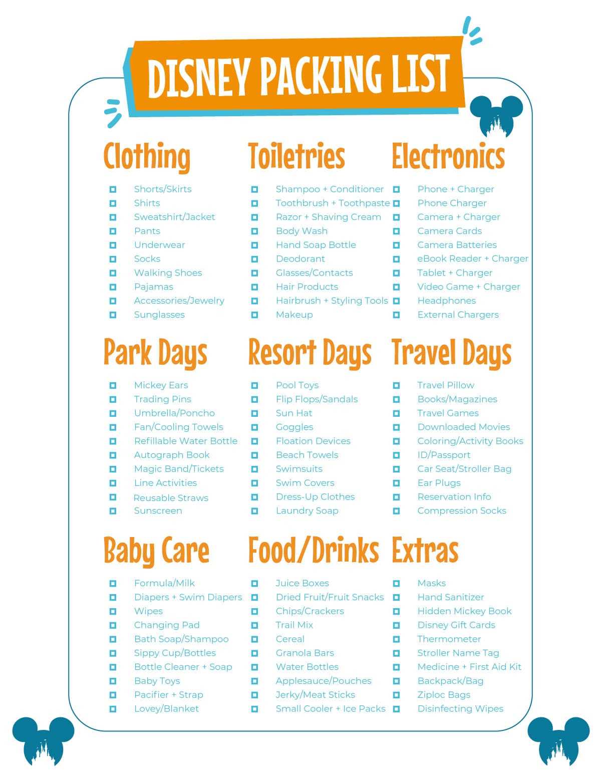 printable list of rides at disney world 2023