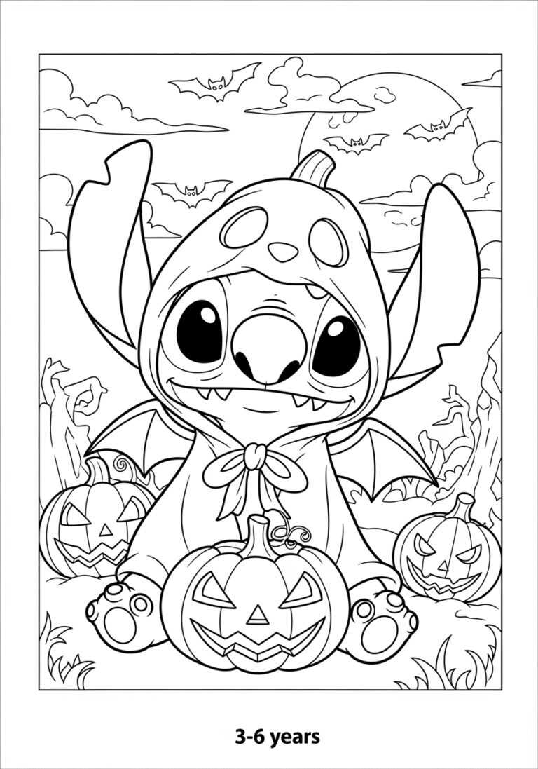 stitch halloween coloring pages printable