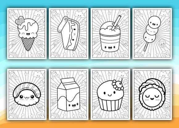 printable dessert kawaii food coloring pages