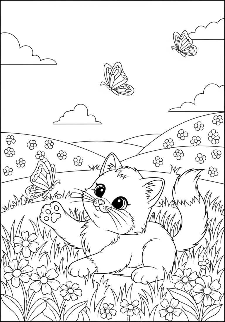 kitty coloring page free printable