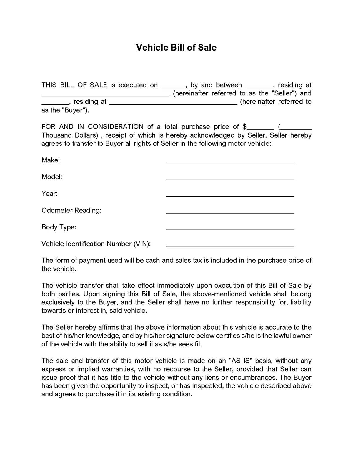 georgia bill of sale printable