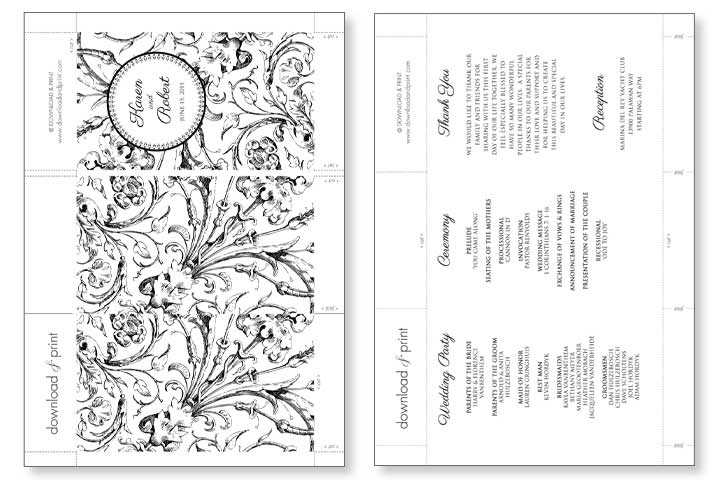 printable wedding program template