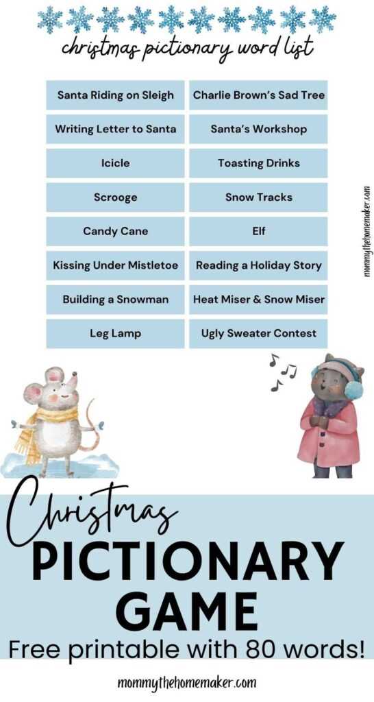 christmas pictionary words printable