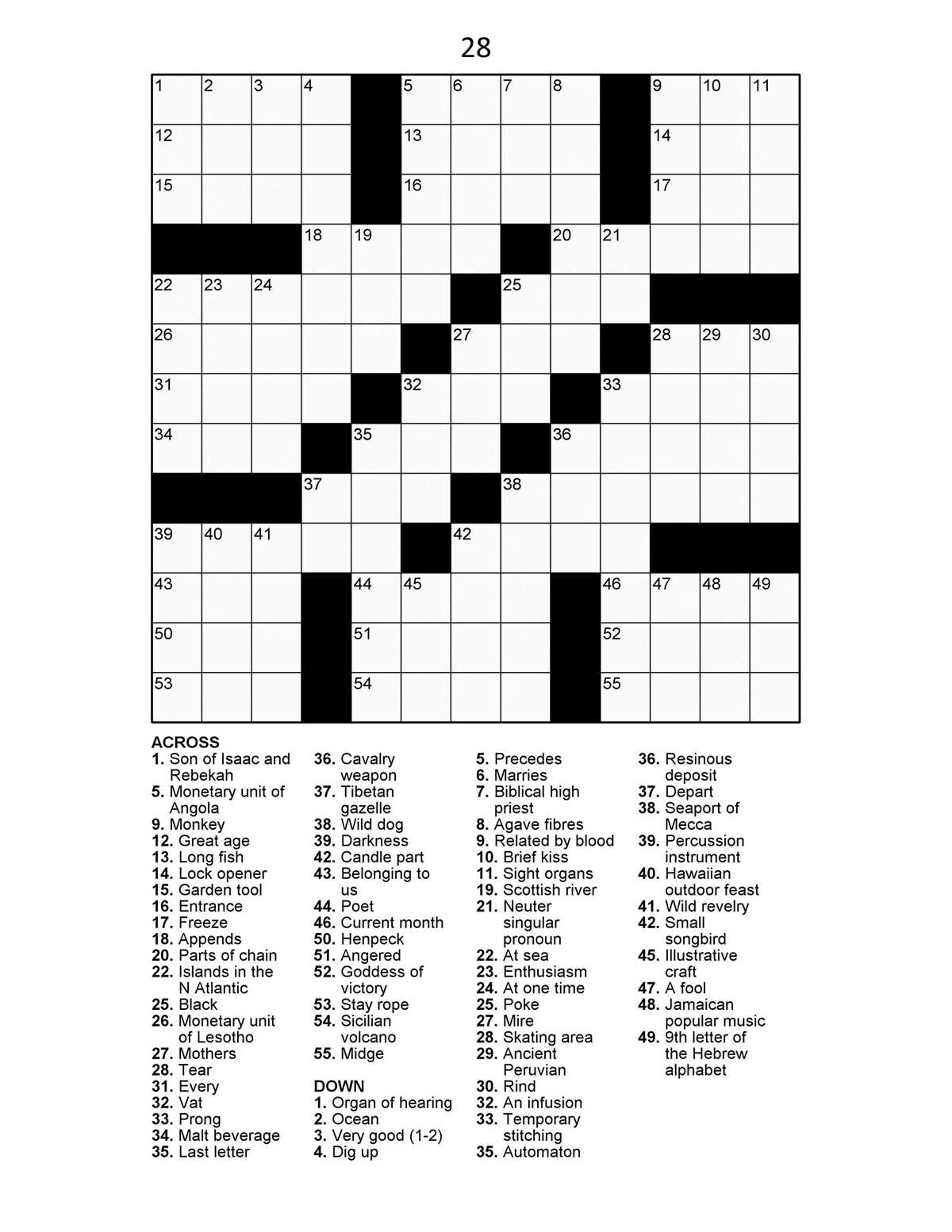 large printable crossword puzzles free large printable crossword puzzles free