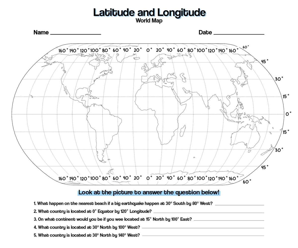 latitude and longitude free printable worksheets