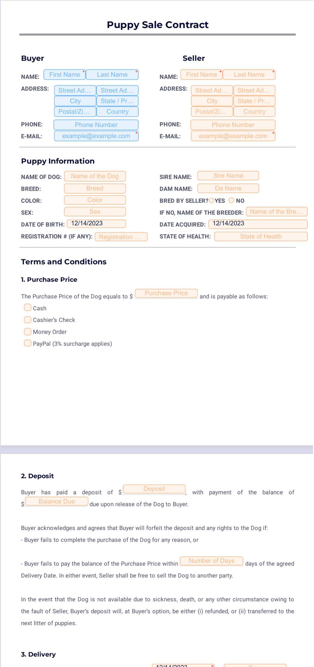 agreement printable puppy contract agreement printable puppy contract