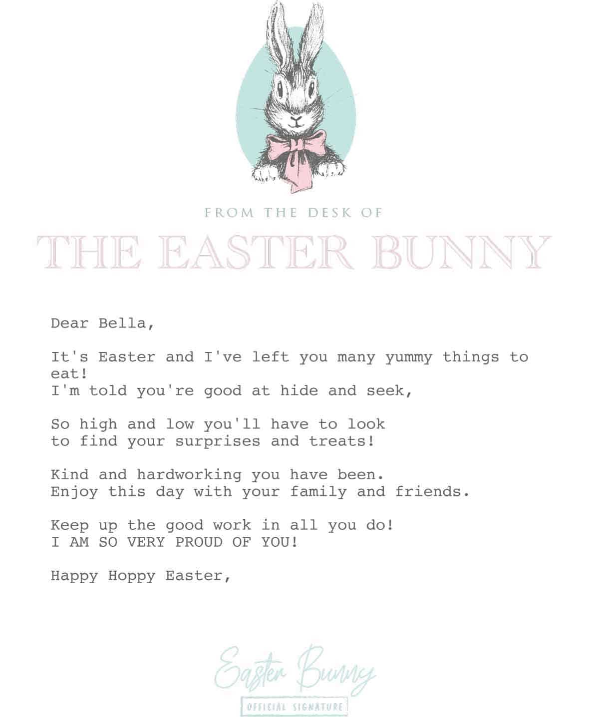 letter from the easter bunny printable