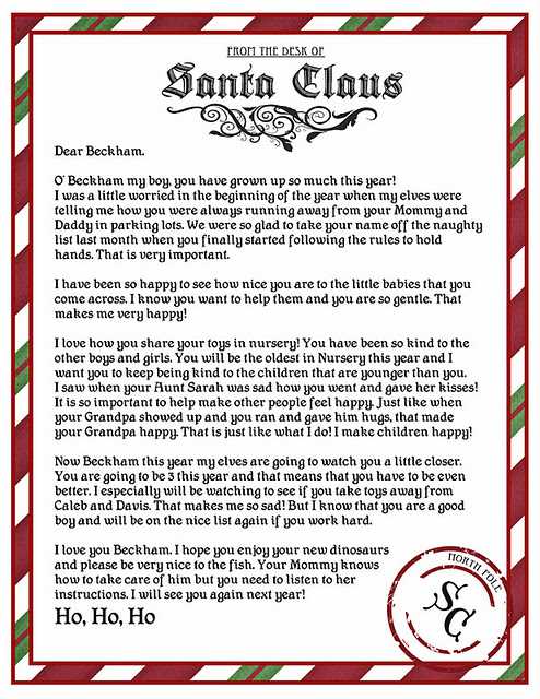 letters from santa claus printable