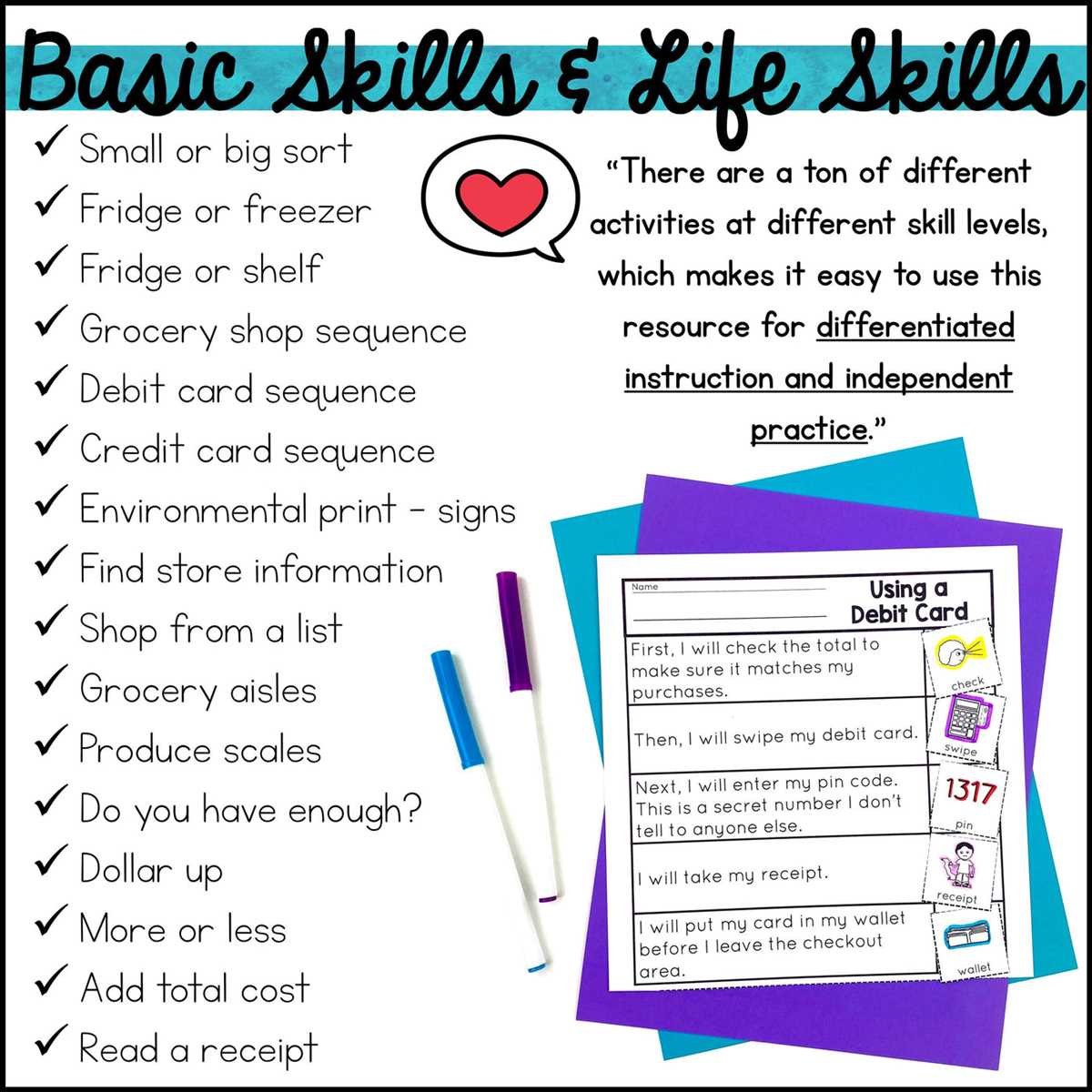 life skills free printable worksheets