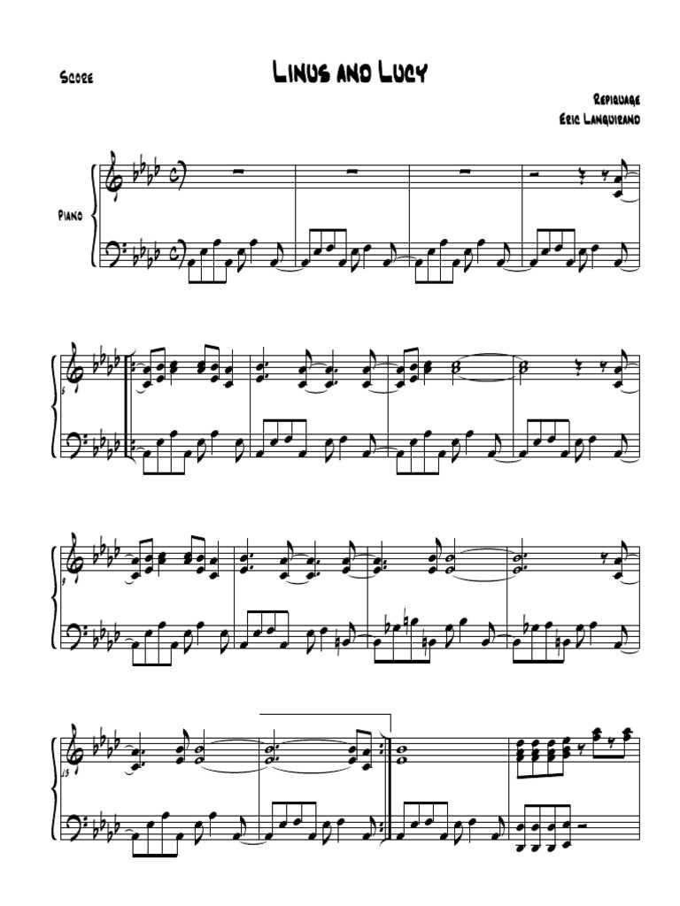 linus and lucy piano sheet music free printable linus and lucy piano sheet music free printable