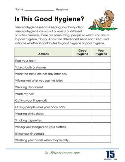 free printable hygiene worksheets free printable hygiene worksheets