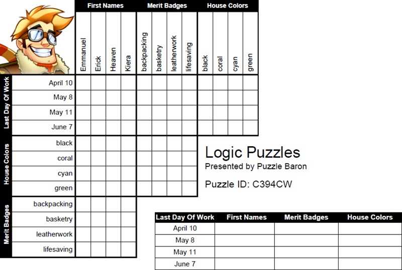 logic puzzles printable logic puzzles printable