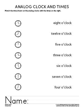 telling the time printable worksheets