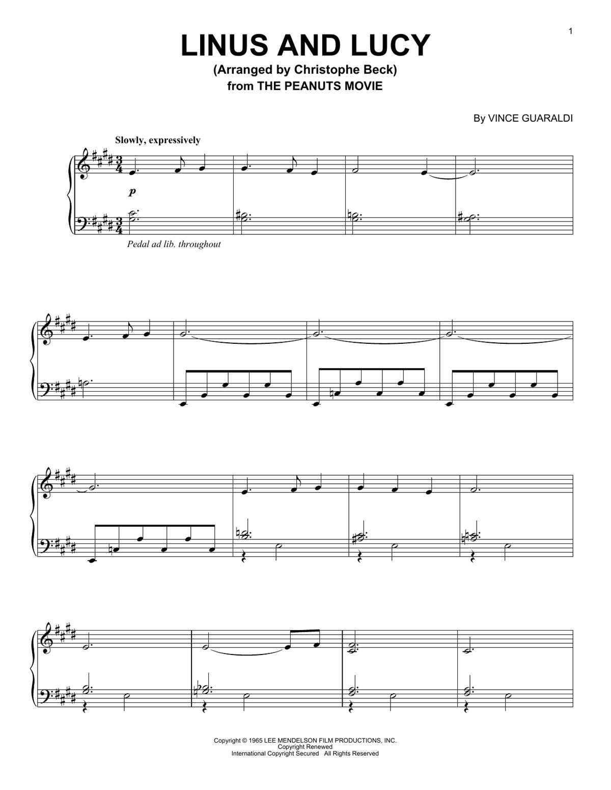 linus and lucy piano sheet music free printable linus and lucy piano sheet music free printable