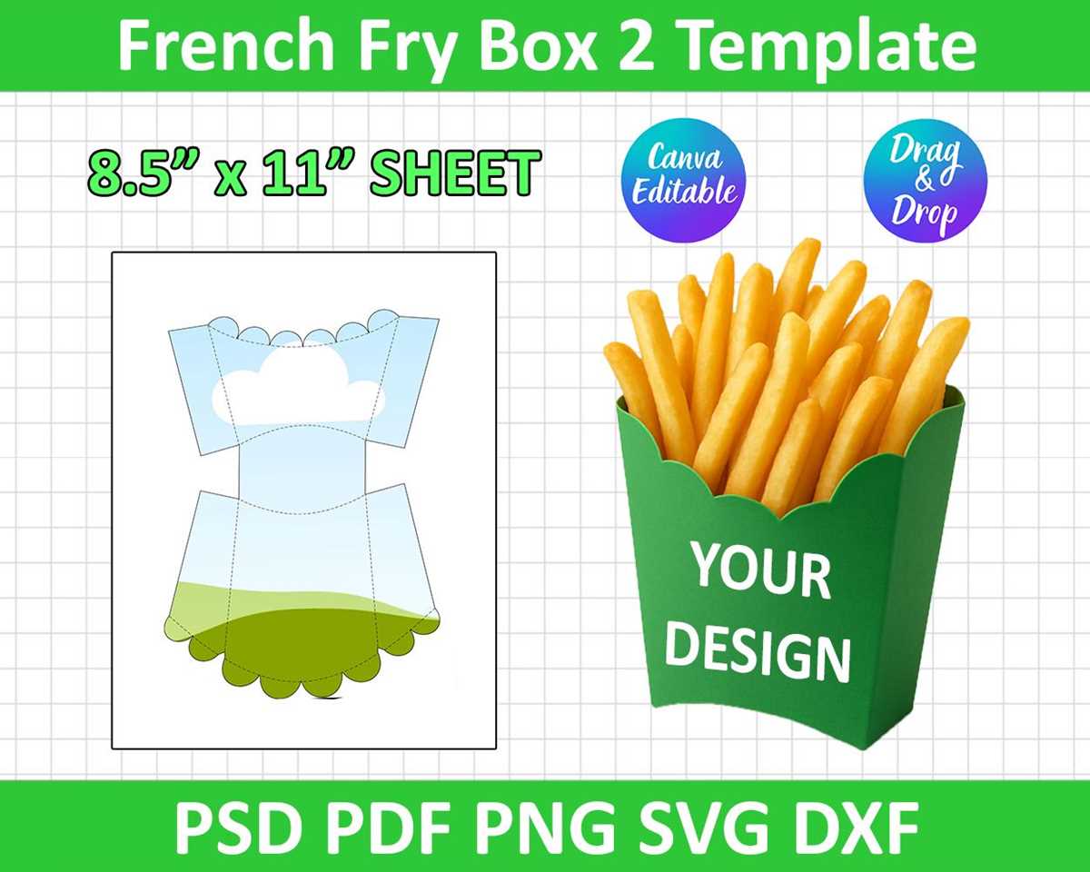 printable fries box template printable fries box template