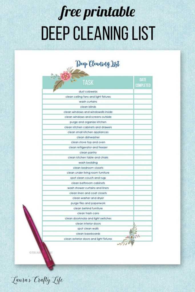 deep cleaning checklist printable deep cleaning checklist printable