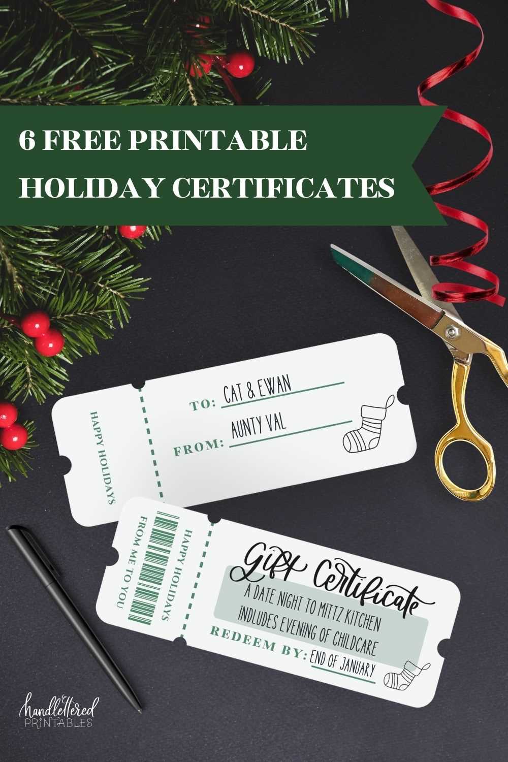free printable gift certificates for christmas
