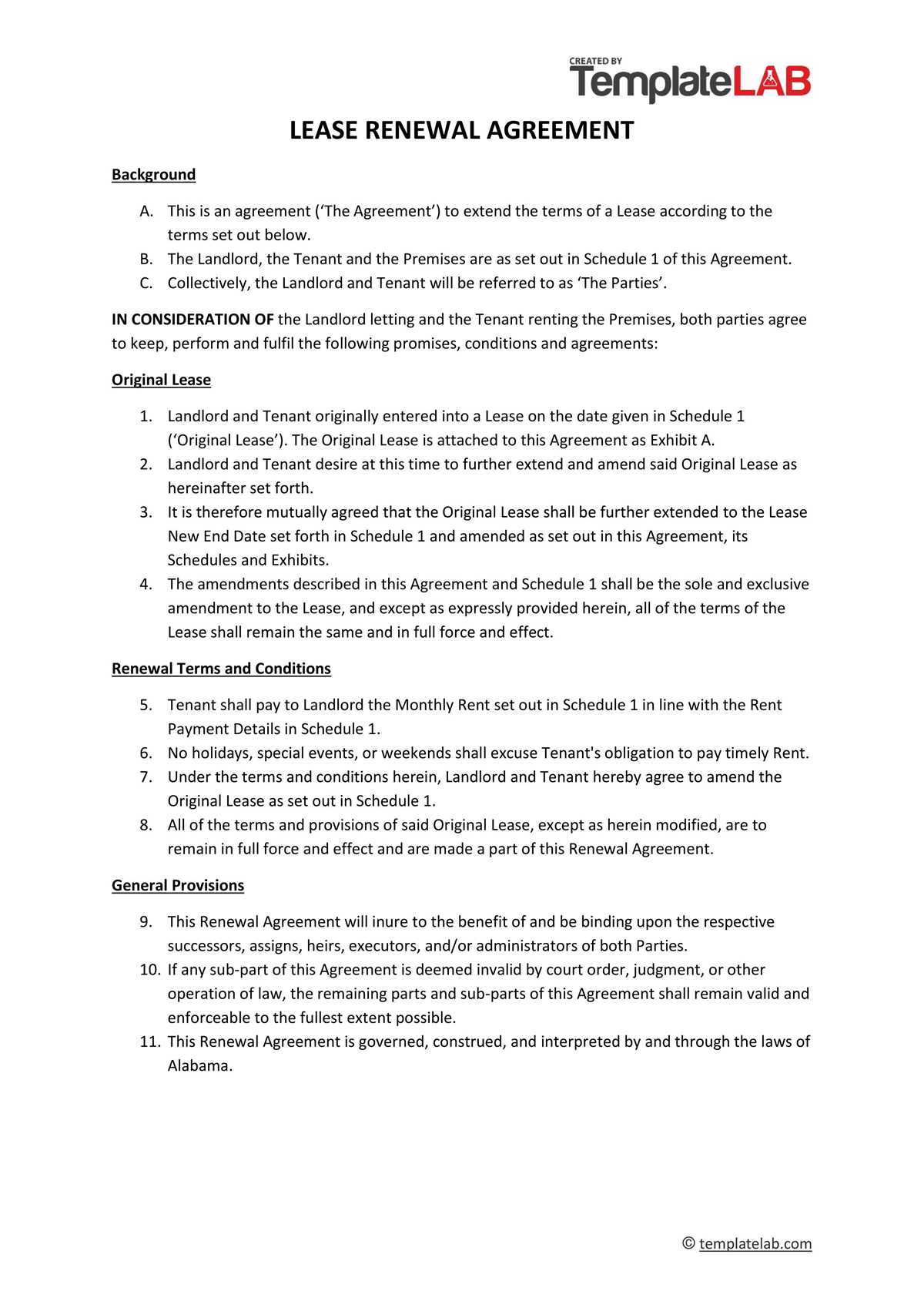 free printable lease renewal agreement