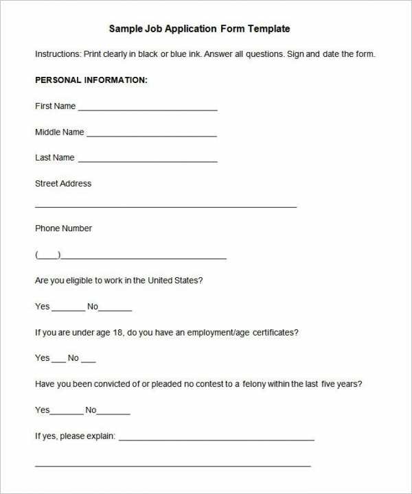 application for employment form printable