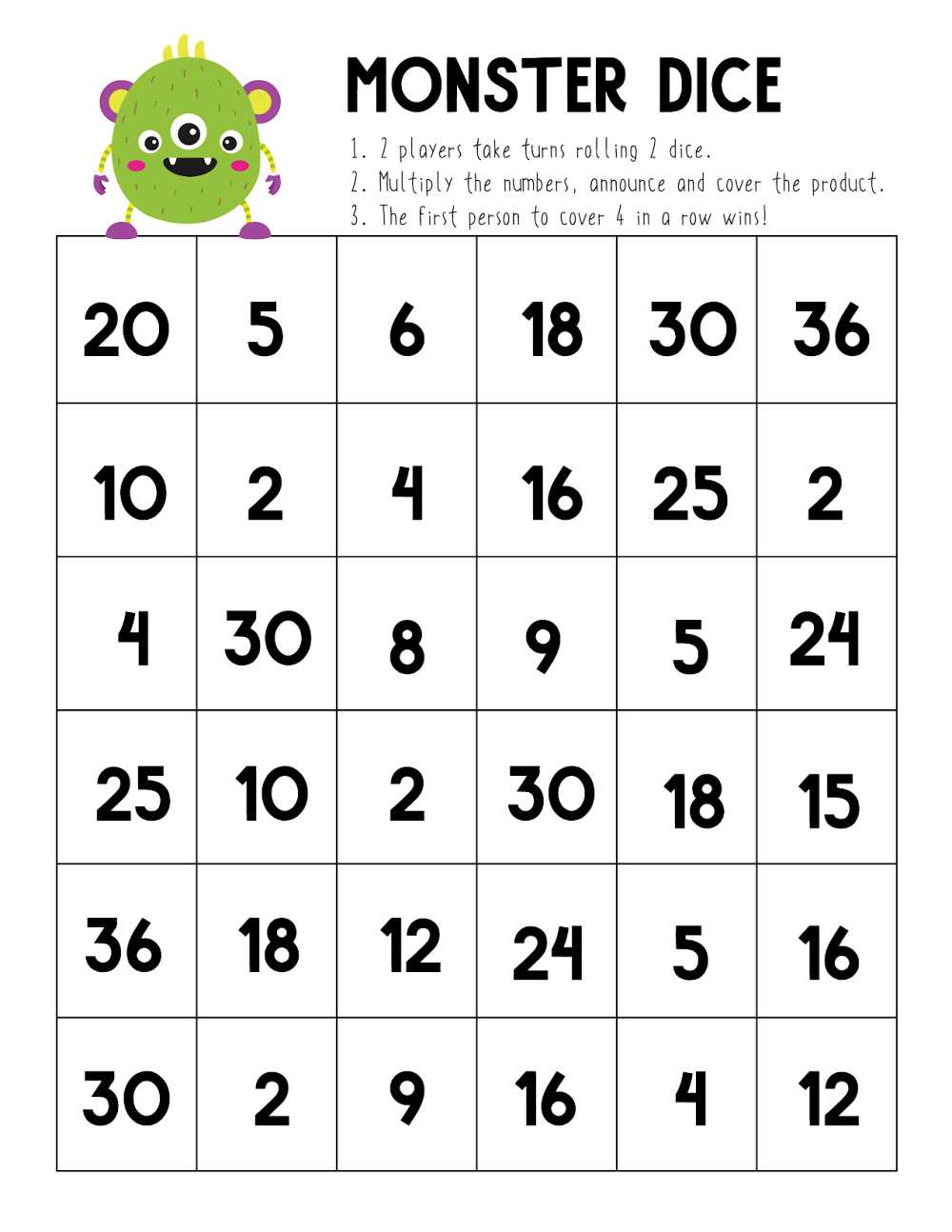 math games printable