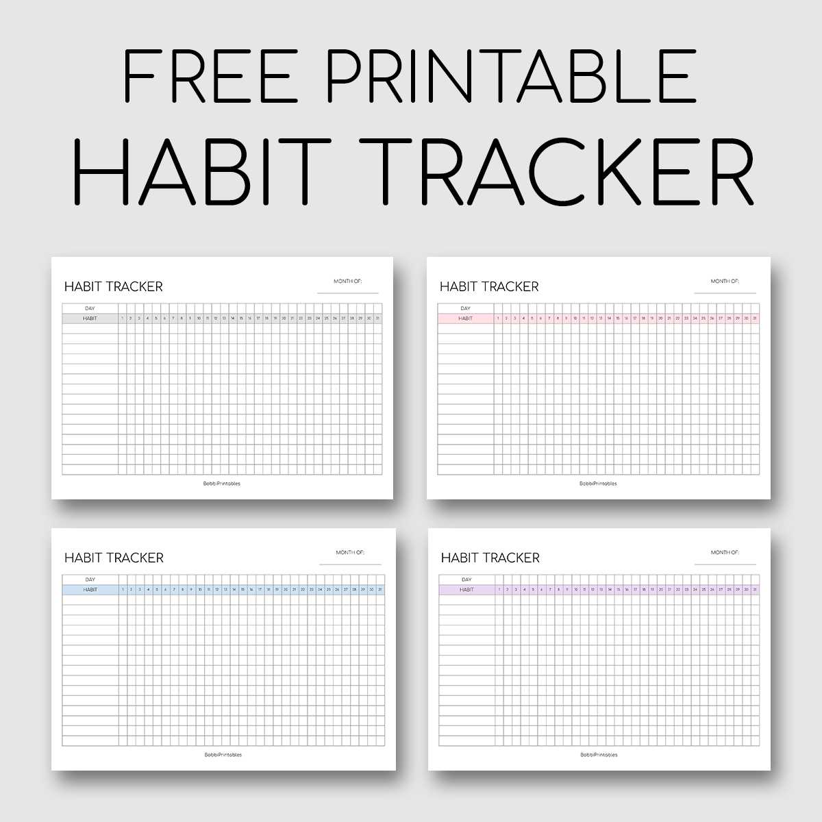 monthly habit tracker free printable