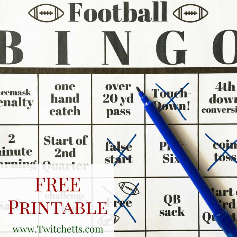 football bingo cards printable