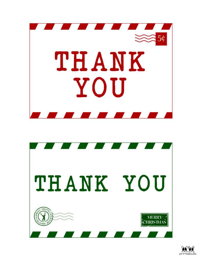 christmas thank you notes printable